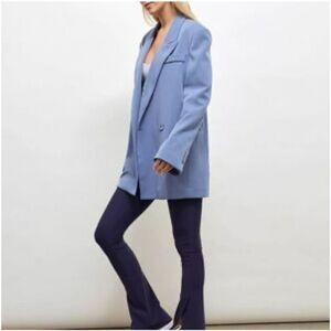 NWT Carbon38 Double Breasted Light Blue Oversized Blazer